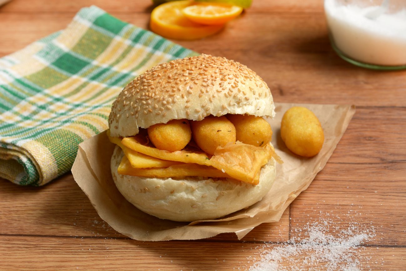Panelle and Croquettes Sandwich