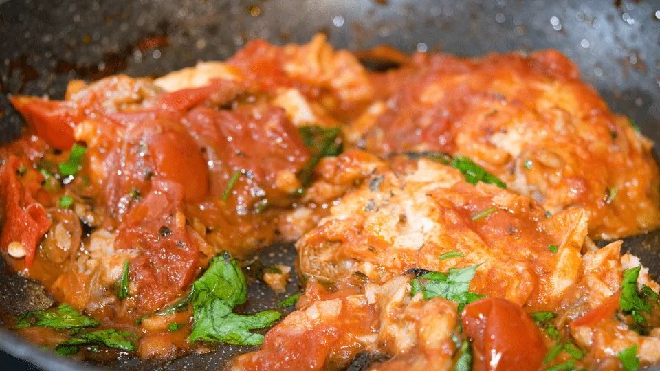 Pasta with cod sauce