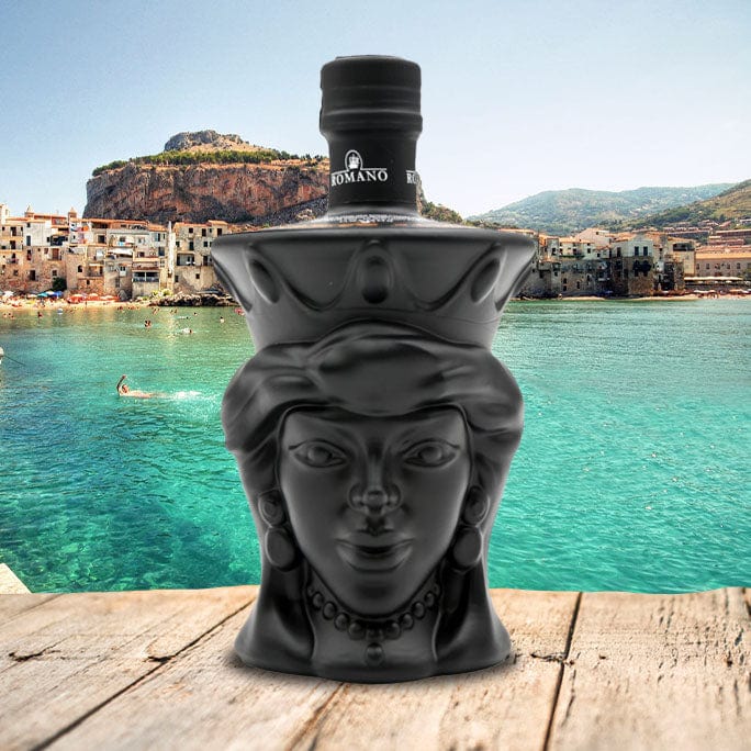 Teste di Moro PGI Sicily Extra Virgin Olive Oil by Dolceterra in a hand-decorated ceramic bottle